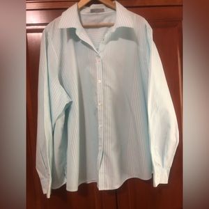 Foxcroft Mint Colored Stripe Long Sleeve Blouse Size 3X